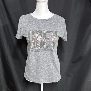 Obey Gray Floral Graphic Tee